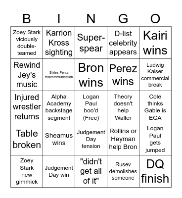 05/19/2025 RAW Bingo Card