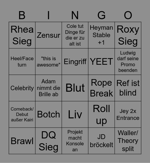Raw Bingo Card