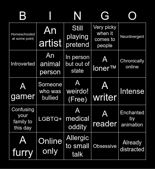 So, you're my friend now. You're probably... Bingo Card