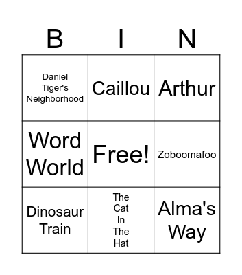 Evolution of pbs kids Bingo Card