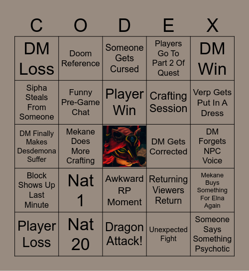 Dragonic Codex - Interlude Bingo Card