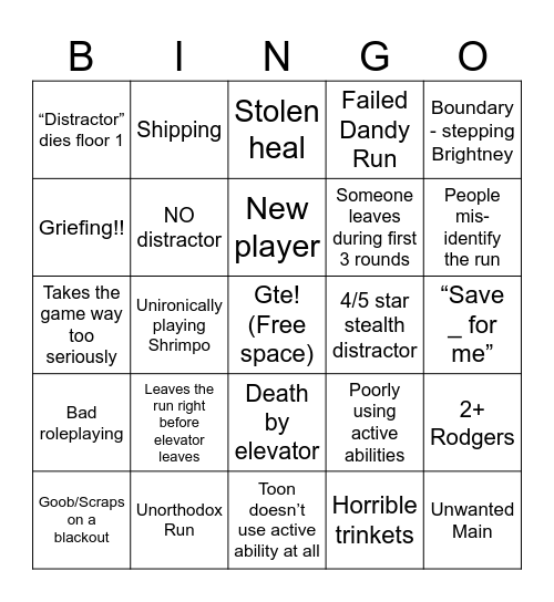 Dandying the World Bingo!! Bingo Card