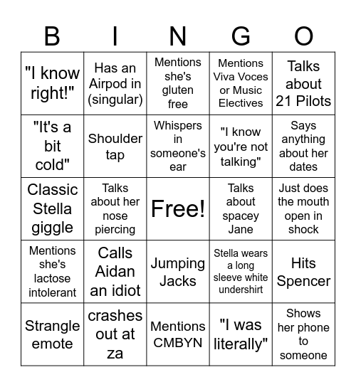 Stella Bingo Card