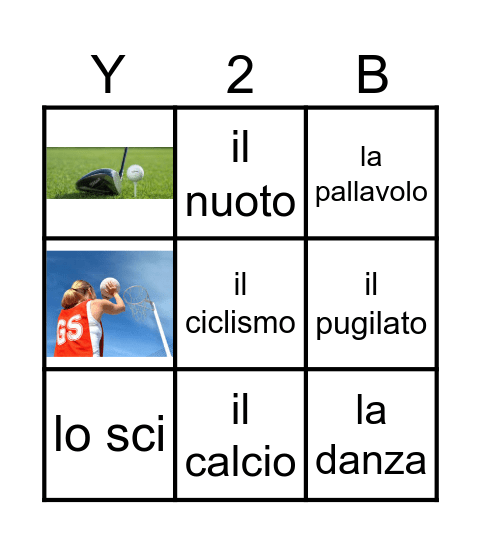 gli sport - Tombola Bingo Card