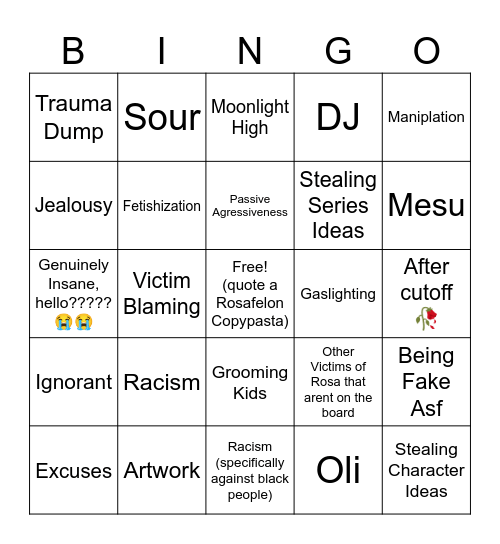 Rosa Drama Bingo Card