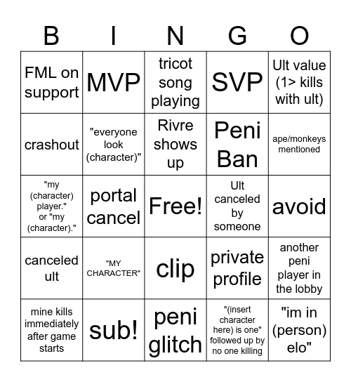 FML Bingo Card
