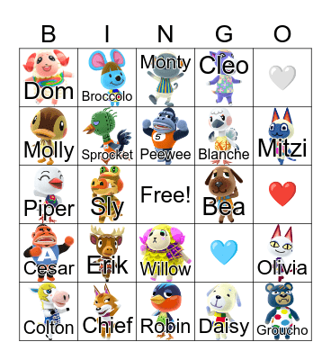 Animal Crossing Bingo Card