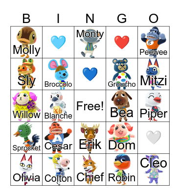 Animal Crossing Bingo Card