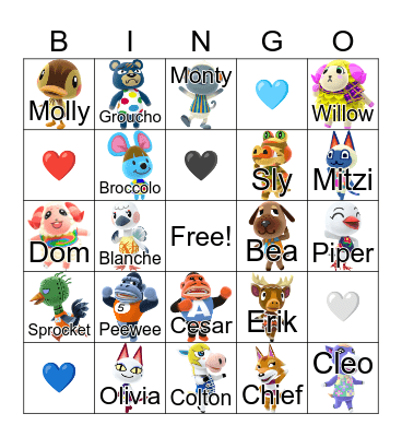 Animal Crossing Bingo Card