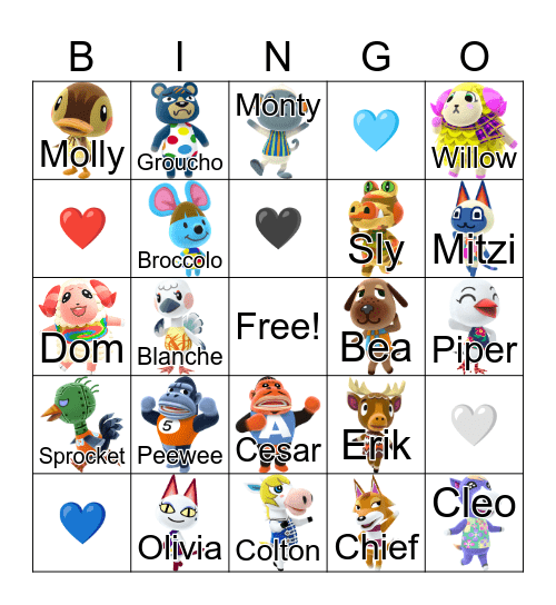 Animal Crossing Bingo Card