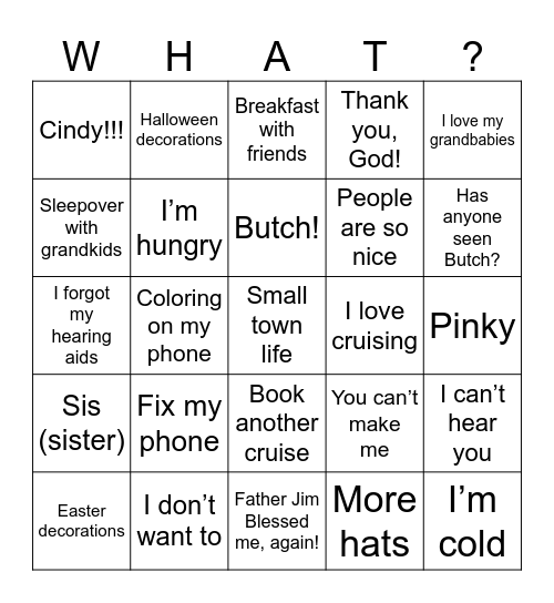 She's 80!!! Say..... Bingo Card