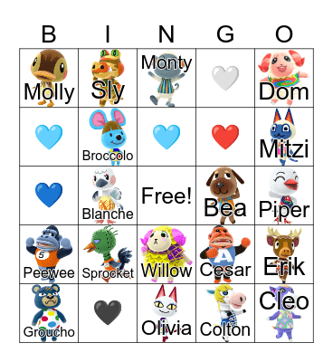 Animal Crossing Bingo Card
