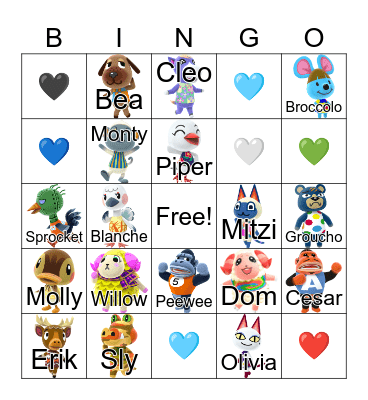Animal Crossing Bingo Card