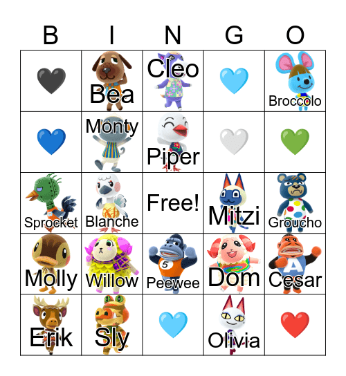 Animal Crossing Bingo Card