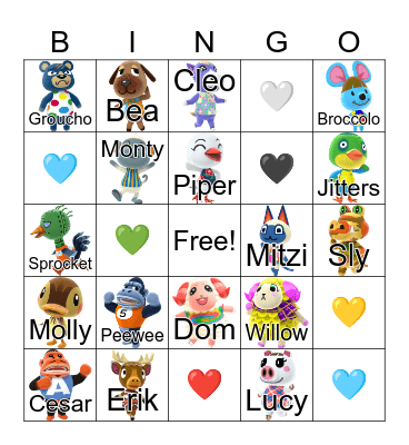 Animal Crossing Bingo Card