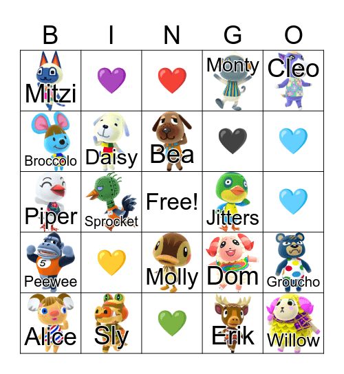 Animal Crossing Bingo Card