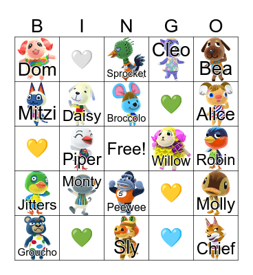 Animal Crossing Bingo Card