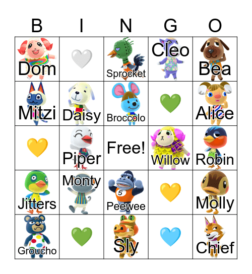 Animal Crossing Bingo Card