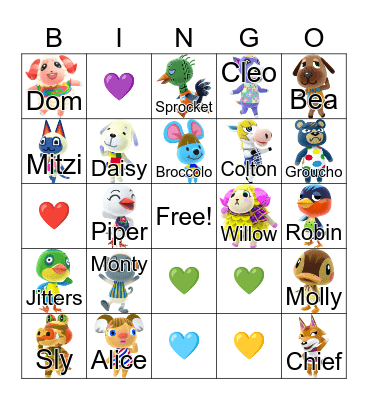 Animal Crossing Bingo Card
