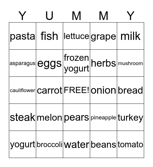 Healthy Choices Bingo Card