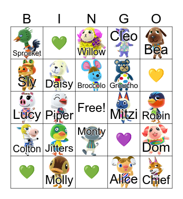 Animal Crossing Bingo Card