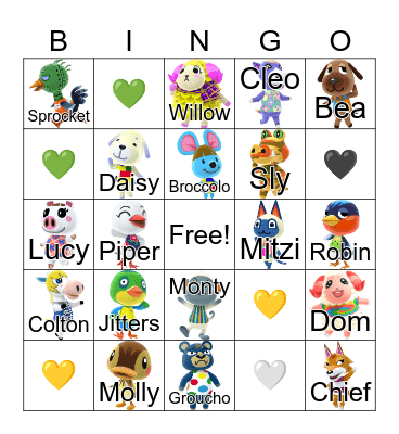 Animal Crossing Bingo Card