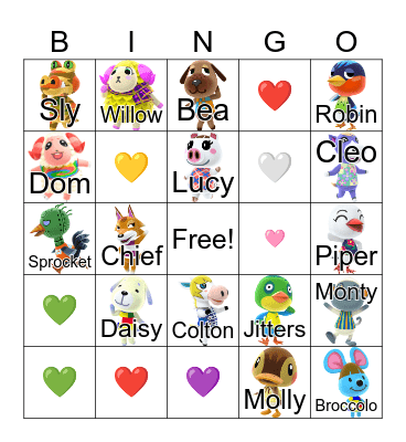 Animal Crossing Bingo Card