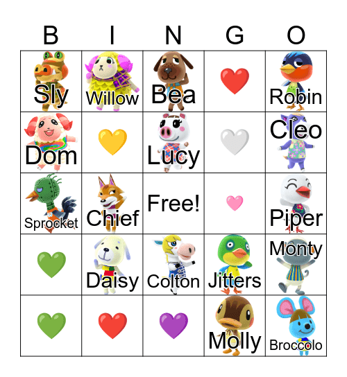 Animal Crossing Bingo Card