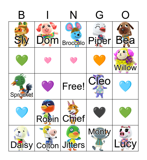 Animal Crossing Bingo Card
