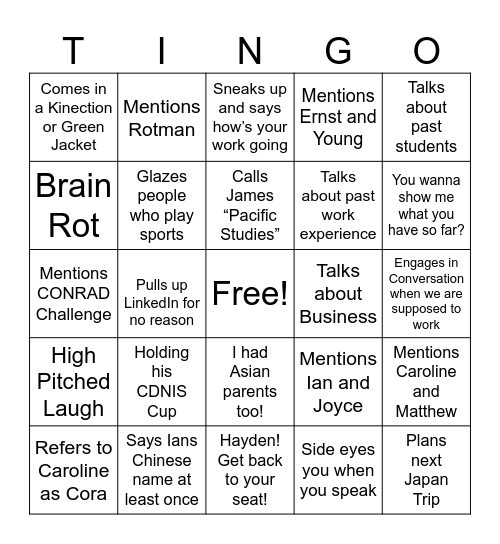 Tang Tang Tang Sahur Bingo Card