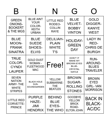 COLORS Bingo Card