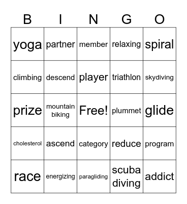 Vocabulary review Bingo Card