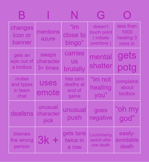 sleepmiu bingo Card