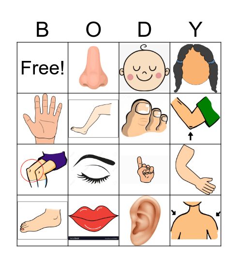 My Body Bingo Card