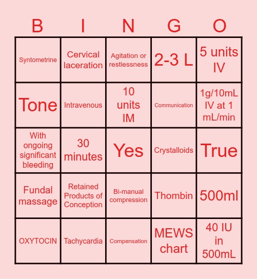 B    L    E    E    D    I    N    G Bingo Card
