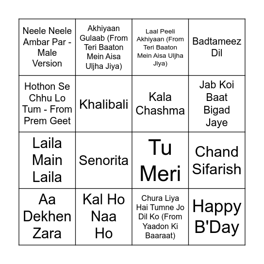 Paresh's 50th Birthday Bingo Card