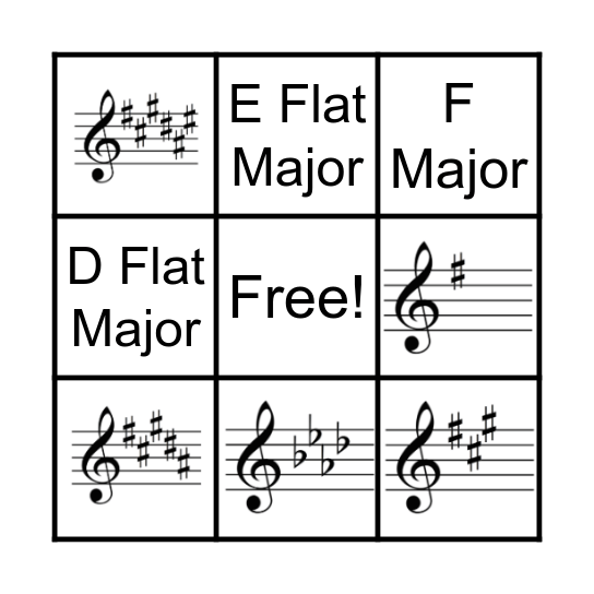 Key Signature Bingo Card