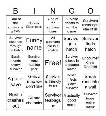Dbd Bingo Card