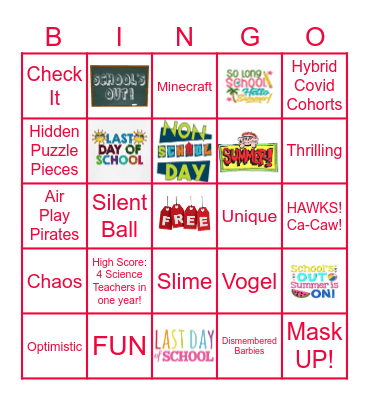 End of School! Bingo Card