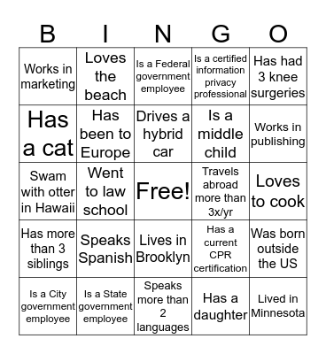 Denyse's Baby Shower Bingo Card