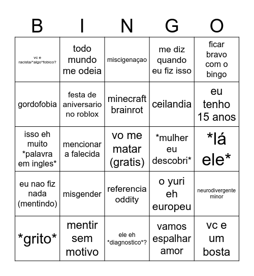 charles na call eh tipo Bingo Card