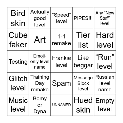LM Recent Bingo Card