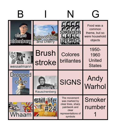 Loteria POP ART Bingo Card