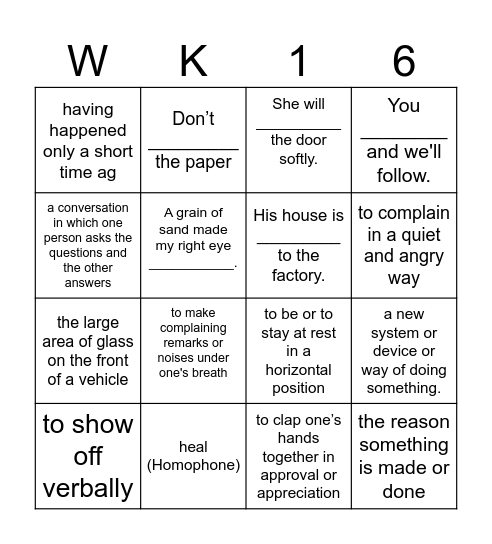 Word Search Bingo Card