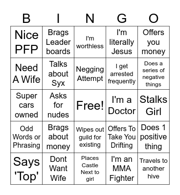 Sam Bingo - Guild Edition Bingo Card