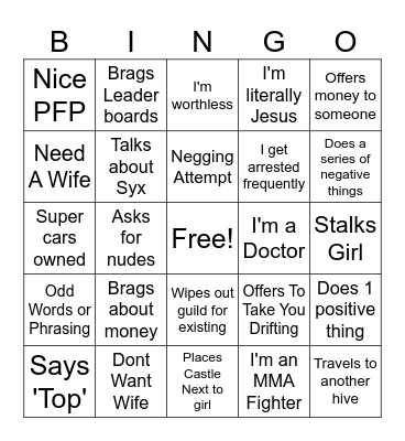 Sam Bingo - Guild Edition Bingo Card