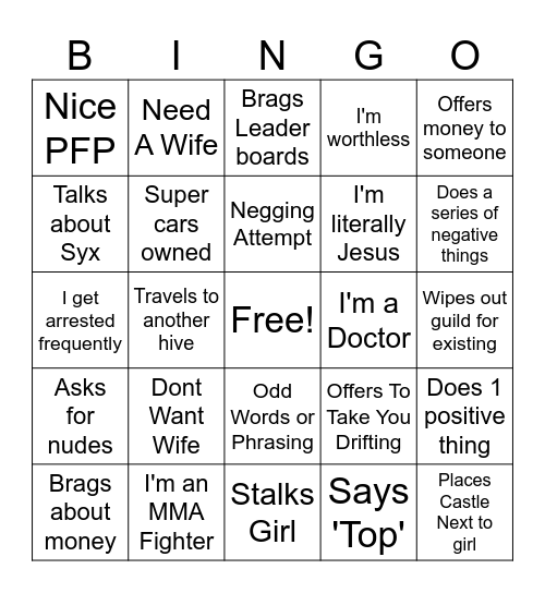 Sam Bingo - Guild Edition Bingo Card