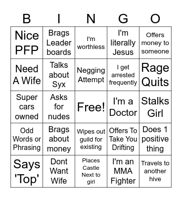 Sam Bingo - Guild Edition Bingo Card