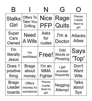 Sam Bingo - Guild Edition Bingo Card