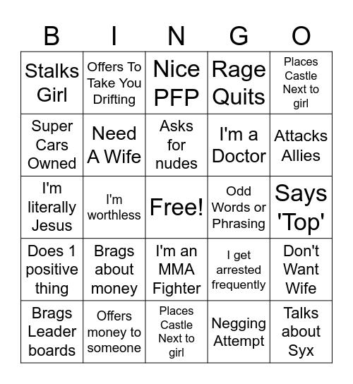 Sam Bingo - Guild Edition Bingo Card
